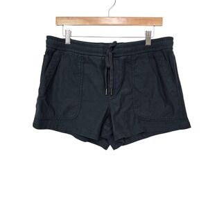 Athleta Farallon Shorts Black Organic Cotton Blend Drawstring Pockets Size Large